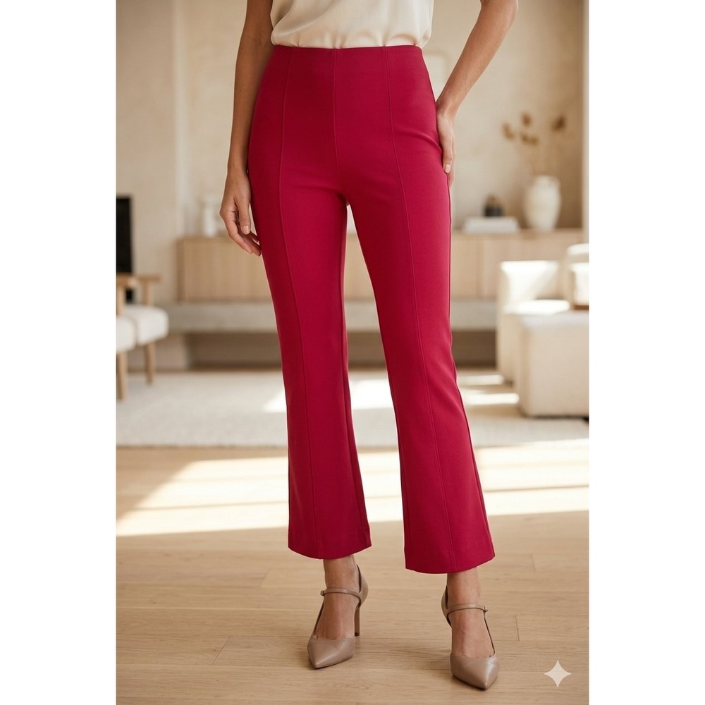 Banana Republic Women XL Bootcut Cropped Red Knit Ponte Pants Stretch Workwear